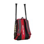 Easton GAME READY Bat & Equipment Backpack Bag | Baseball Softball | 2020 | Red | 2 Bat Pockets | Vented Main Compartment | Vented Shoe Pocket | Zippered Valuables Pocket | Fence Hook - One Size (8064882)