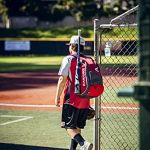 Easton GAME READY Bat & Equipment Backpack Bag | Baseball Softball | 2020 | Red | 2 Bat Pockets | Vented Main Compartment | Vented Shoe Pocket | Zippered Valuables Pocket | Fence Hook - One Size (8064882)