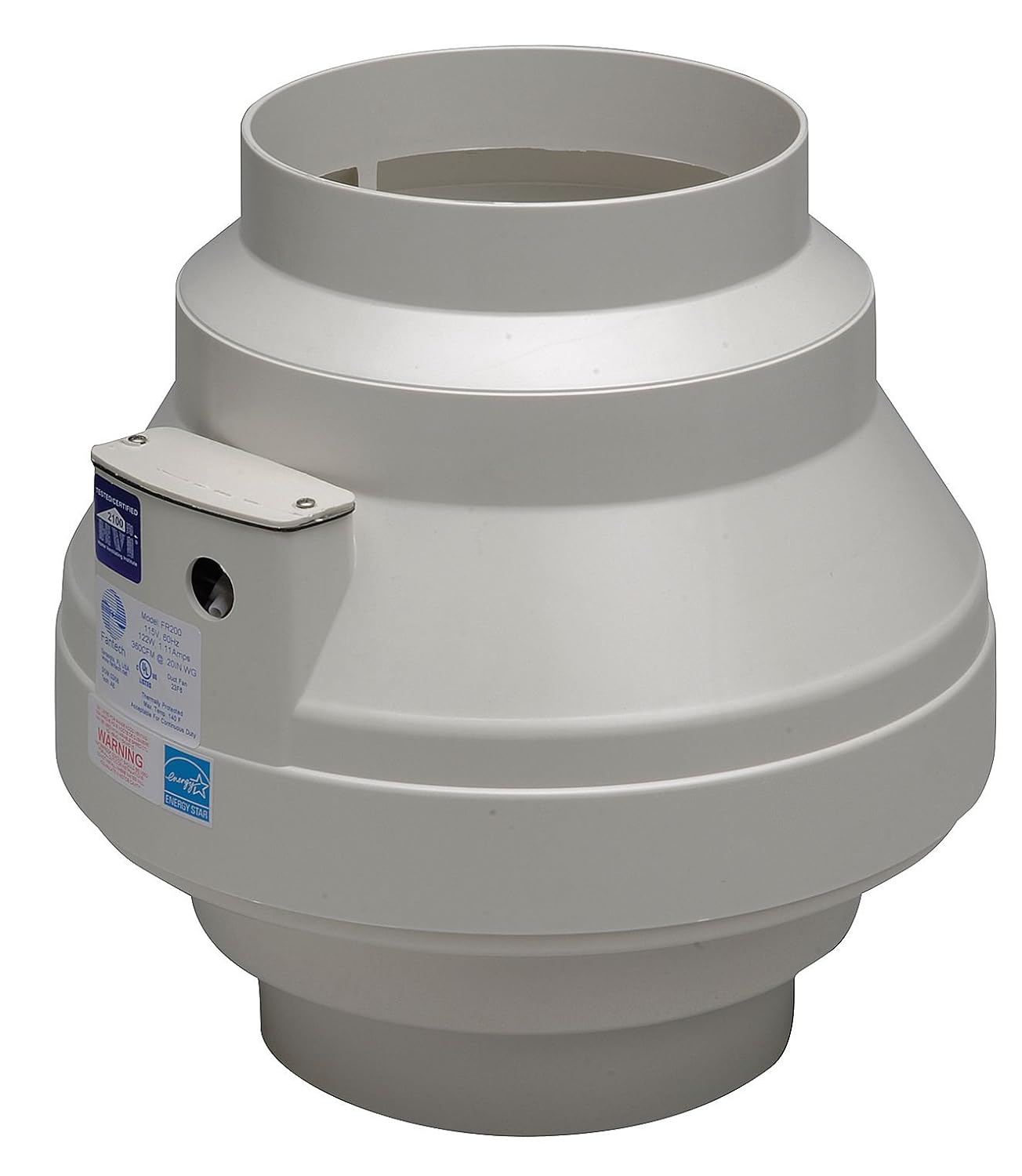Fantech fr110 4 inch inline centrifugal exhaust duct fan molded housing