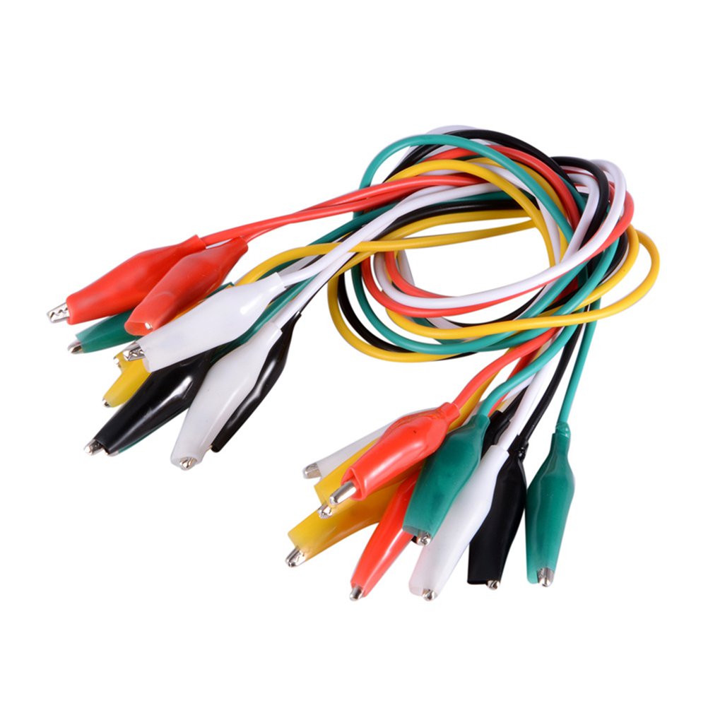 Generic 50cm double ended alligator clip jumper wire test lead 10 piece set