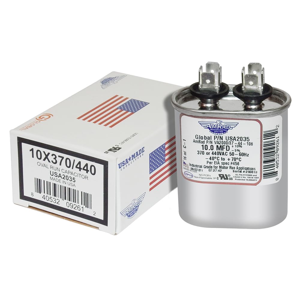 Amrad oem replacement metallized polypropylene oval motor run capacitor