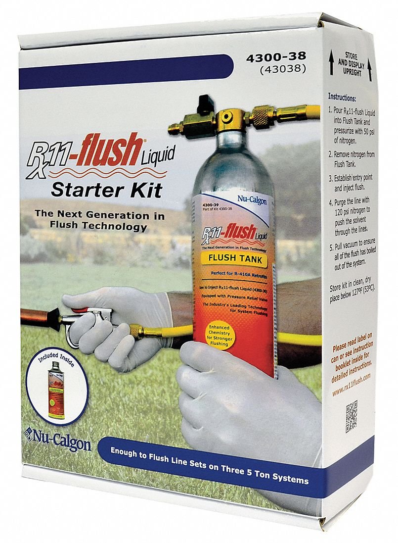 Nu calgon rx11 flush liquid refrigeration system solvent flushing starter kit